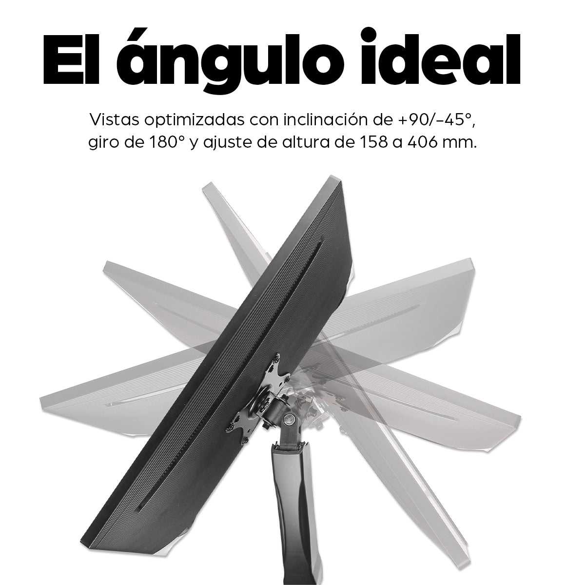 Manhattan Soporte doble de sobremesa para TV/monitores (Articulado con muelle), para pantallas de 10" a 27", fijación con abrazadera o por ojal, Compa