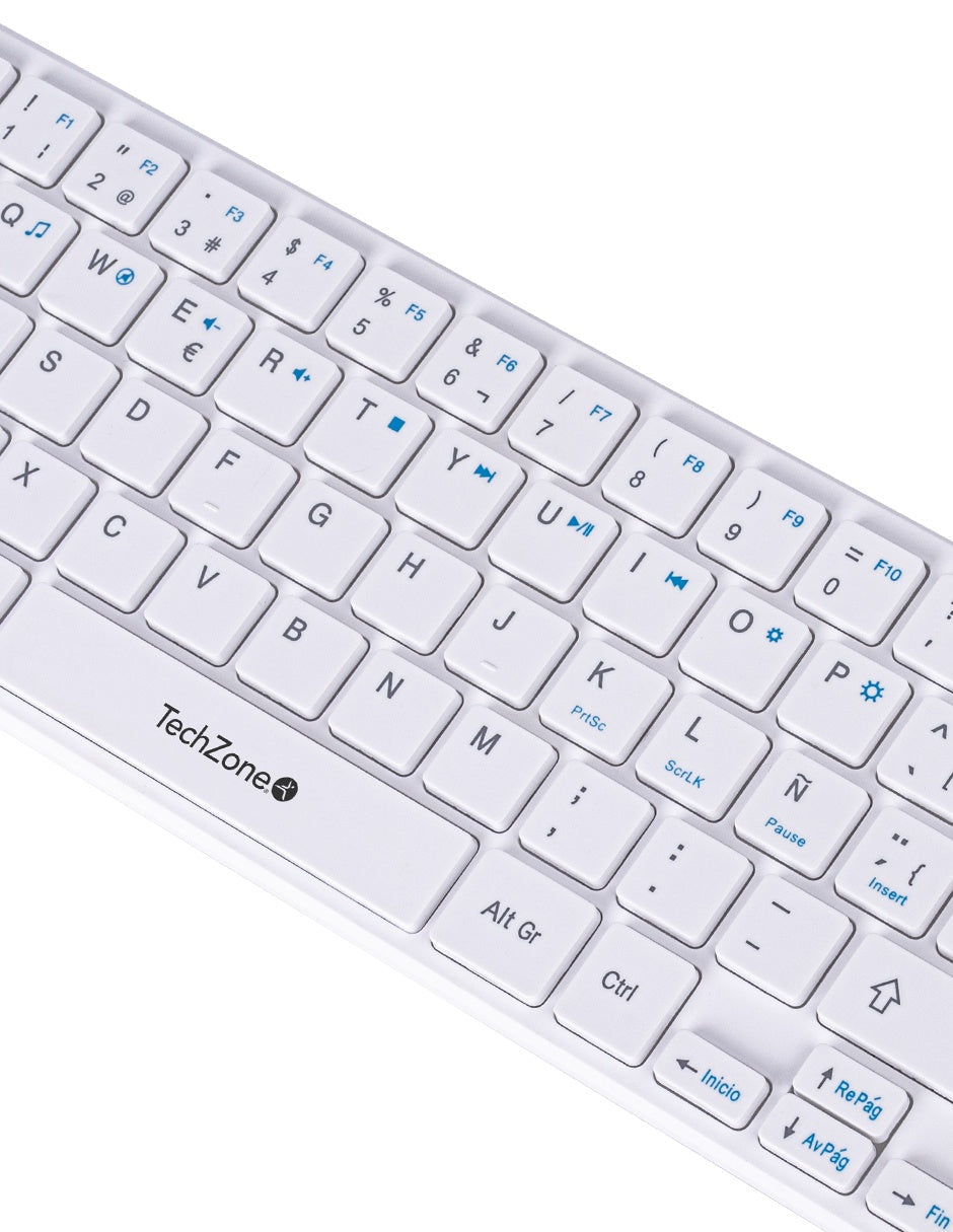 TechZone TZACCBI04 teclado Ratón incluido Hogar RF inalámbrico QWERTY Blanco, Mini