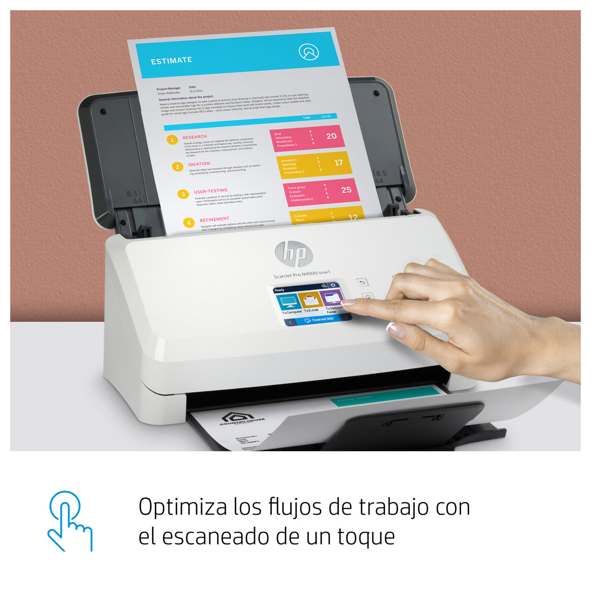 HP ScanJet Pro N4000 snw1 Escáner alimentado con hojas 600 x 600 DPI, Botones, Tocar, CMOS CIS