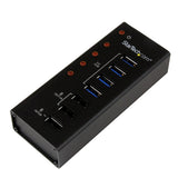 StarTech.com Hub Concentrador USB 3.0 (5Gbps) de 4 Puertos y 3 Puertos de Carga USB ( 2x 1A y 1x 2A) - Ladrón con Carcas