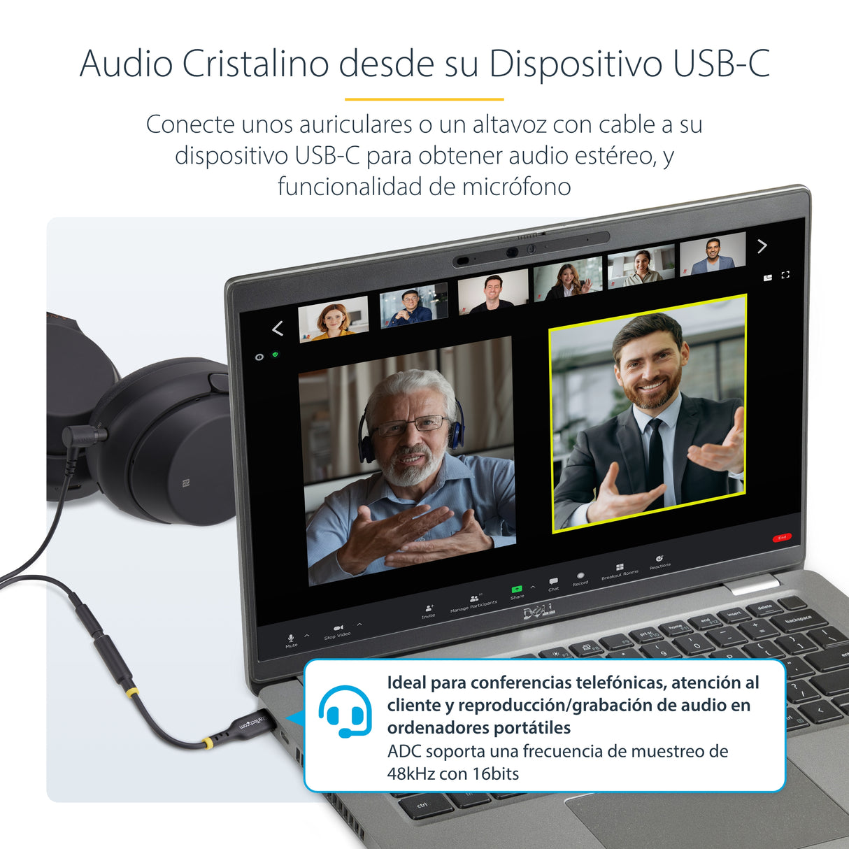StarTech.com Adaptador de Audio USB-C a 3,5mm TRRS Minijack - Adaptador de Audio USB Tipo C para Auriculares con Micrófo