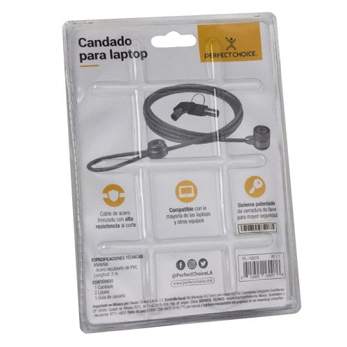 Perfect Choice PC-160076 cable antirrobo Acero inoxidable 2 m, Candado