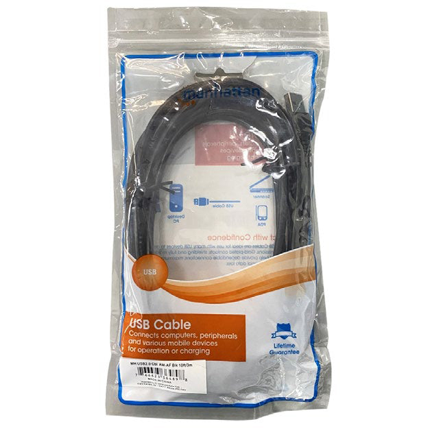 Manhattan 364898 cable USB USB 2.0 3 m USB A Negro, 0.48 Gbit/s, MAN-364898