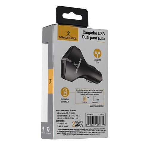Perfect Choice PC-240778 cargador de dispositivo móvil Universal Negro Encendedor de puros Carga rápida Auto