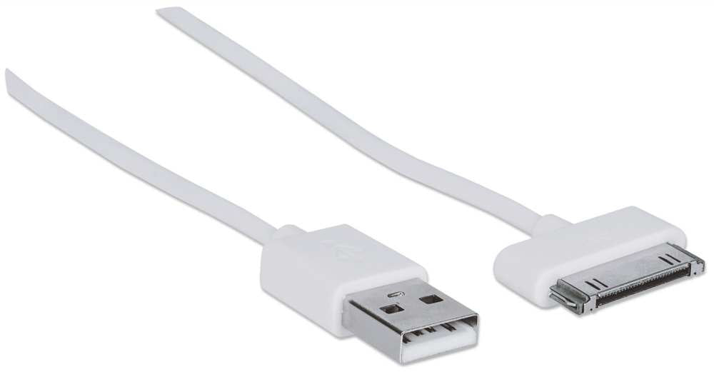 Manhattan Cable iLynk USB para iPod / iPhone Cable Blanco 1,2 m USB A Apple 30-pin