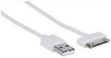 Manhattan Cable iLynk USB para iPod / iPhone Cable Blanco 1,2 m USB A Apple 30-pin
