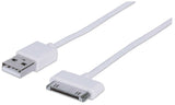Manhattan Cable iLynk USB para iPod / iPhone Cable Blanco 1,2 m USB A Apple 30-pin