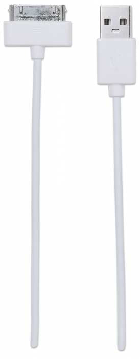 Manhattan Cable iLynk USB para iPod / iPhone Cable Blanco 1,2 m USB A Apple 30-pin