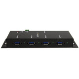StarTech.com Hub Concentrador USB 3.0 de 4 Puertos - 5Gbps - Ladrón USB-A Industrial de Metal - de Montaje en Carril DIN