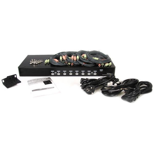 StarTech.com Conmutador Switch KVM 8 Puertos de Vídeo VGA HD15 USB 2.0 USB A y Audio - 1U Rack Estante Interruptores KVM