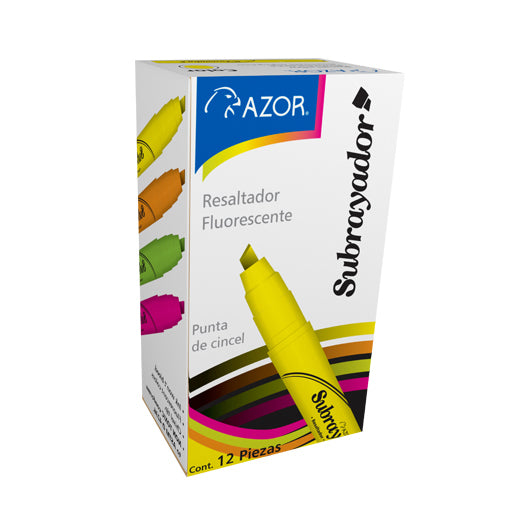 Azor Subrayador marcador 12 pieza(s) Punta tipo brocha Amarillo, Alrededor
