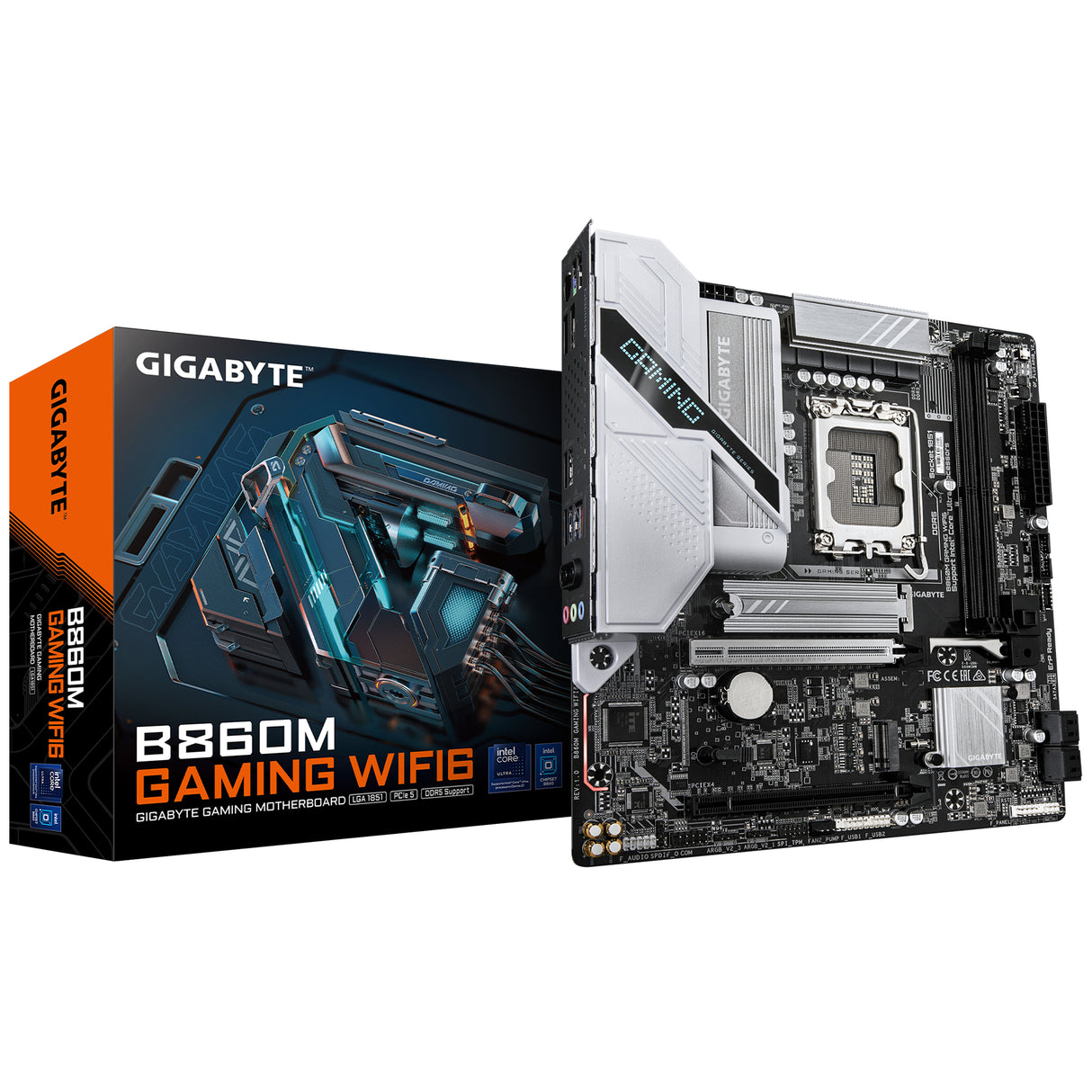 GIGABYTE B860M GAMING WIFI6 Placa Base - Intel Core Ultra Series CPUs, 8+1+2 Phases VRM, hasta 9066MHz DDR5, 1xPCIe 5.0 + 1xPCIe 4.0 M.2, 2.5GbE LAN, WIFI 6, USB 3.2 Gen 1 placas base Intel LGA 1851 (Socket V1) LGA 1851 DDR5-SDRAM