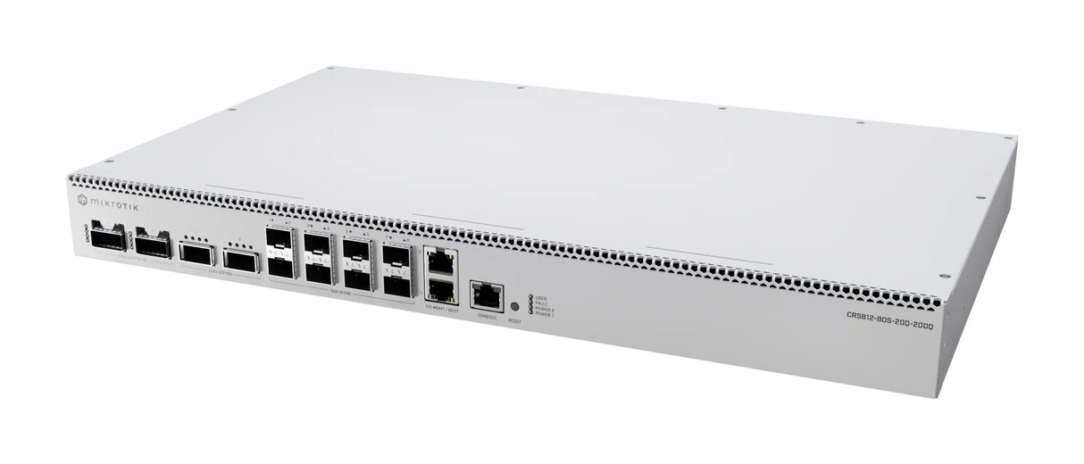 CRS812-8DS-2DQ-2DDQ-RM, Switch/Router, CPU 4 nucleos 2000 MHz, 4 GB RAM, 2x10G Eth, 8x50G SFP56, 2x200G QSFP56, 2x400G Q