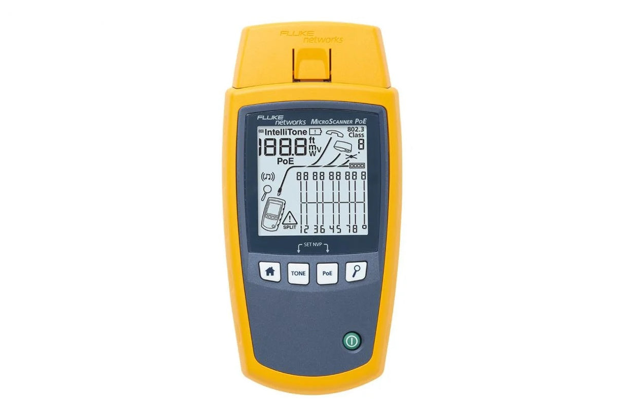 Fluke MicroScanner PoE Examinador PoE Azul, Amarillo, PoE testing, 460 m, LCD