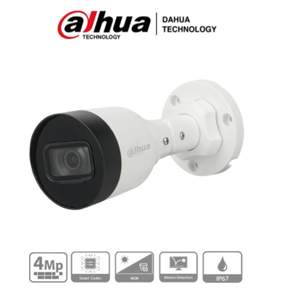 Cámara Dahua IP Bullet 4MP con Micrófono, PoE y Lente de 2.8mm