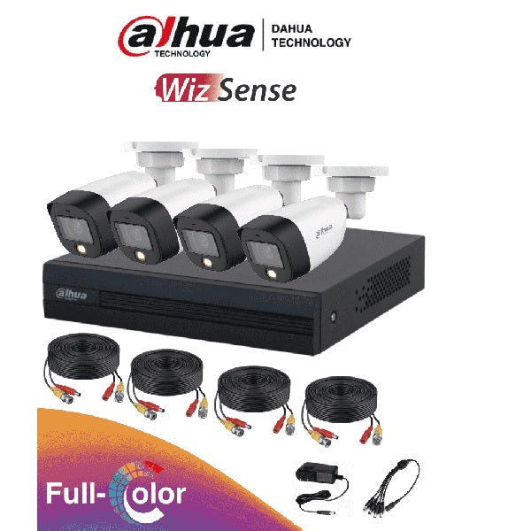 KIT DAHUA 4 CANALES F.C. 2 MP, 4 Cámaras HFW1209CN LED 2.8mm
