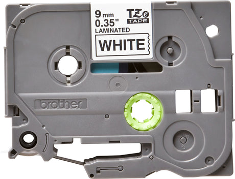 CINTA BROTHER TZE221 NEGRO SOBRE BLANCO 9MM LAMINADA
