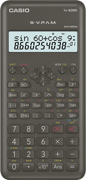 Casio FX-82MS-2 calculadora Bolsillo Calculadora científica Negro, 10 dígitos, 2 líneas, Batería