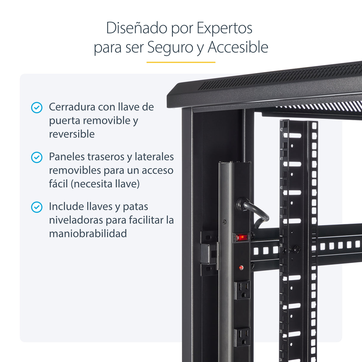 StarTech.com Rack Armario de Equipos de 4 Columnas 42U - Profundidad de 36in - Rack Armario de 19 Pulgadas con Ruedas -