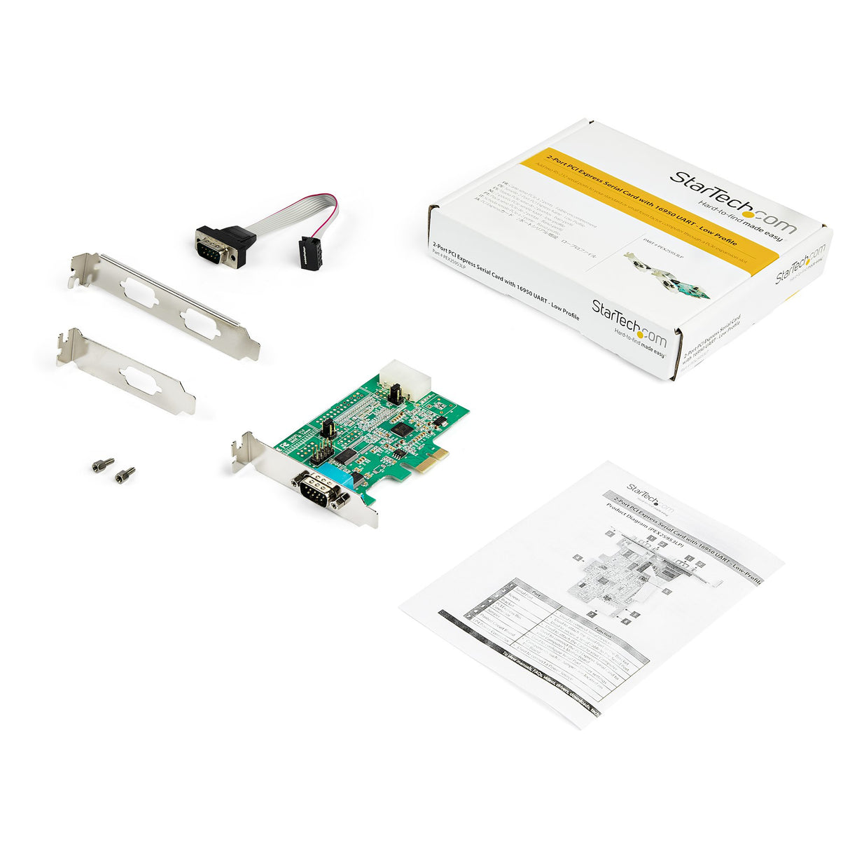 StarTech.com Tarjeta Adaptadora Serie PCI Express RS232 de 2 Puertos - Tarjeta Controladora Serie PCIe RS232 - PCIe a Se