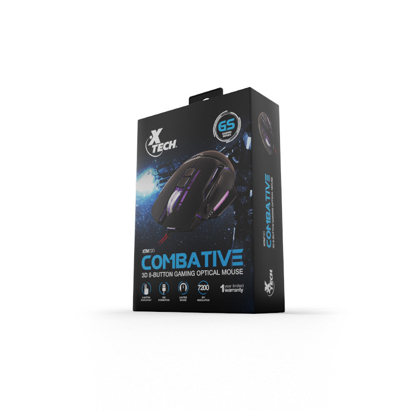 Xtech XTM-720 ratón Juego Diestro USB tipo A Óptico 7200 DPI, 7000 fps, Negro