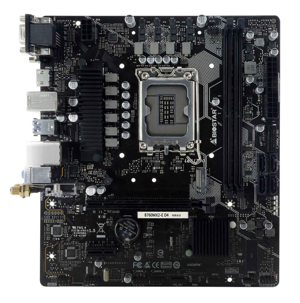Biostar B760MX2-E D4 placa base Intel B760 LGA 1700 Micro ATX, DDR4-SDRAM, DIMM