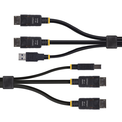 StarTech.com Cable KVM DisplayPort de Doble Pantalla con USB 5Gbps de 1,8m - 4K 60Hz - DP 1.2 - Cable para Conmutador KV