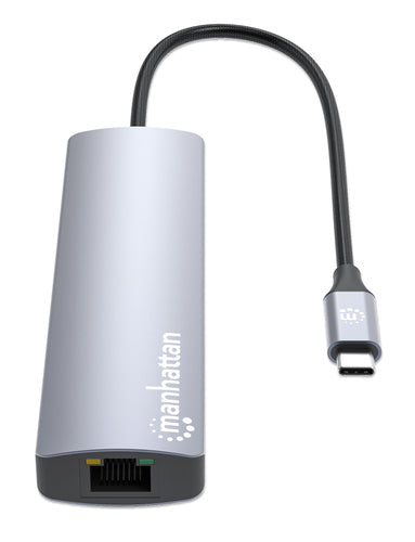 Manhattan Hub/dock USB-C, puertos (6): Ethernet, HDMI, 3x USB-A y USB-C, con Power Delivery (PD) 100 W- requiere cargado