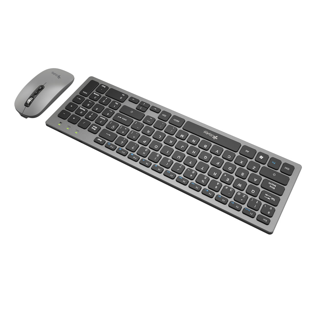 Combo Inalambrico Recargable 2 en 1 Stylos Teclado 96% Membrana 96 teclas Conexion USB Nano 2.4Ghz + Mouse 1,600 Dpi 5 B