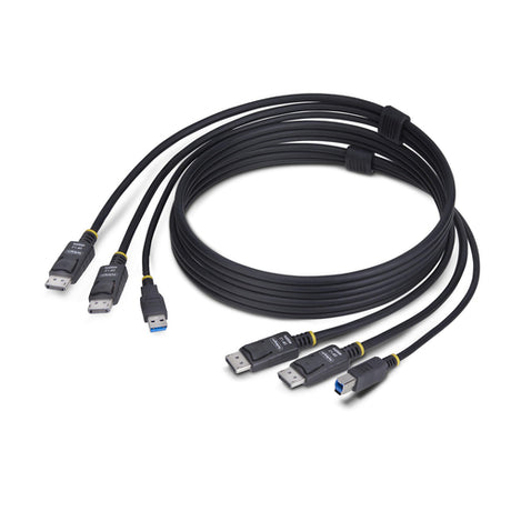 StarTech.com Cable KVM DisplayPort de Doble Pantalla con USB 5Gbps de 1,8m - 4K 60Hz - DP 1.2 - Cable para Conmutador KV