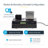 StarTech.com Clonador Borrador Autónomo USB 3.0 / eSATA a SATA de 4 Bahías para Discos Duros y SSDs 1:3 - Docking Statio