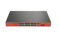 WI-PS526GV, Switch PoE 250m, 24 FEth PoE, 2 Combo uplink, 150w