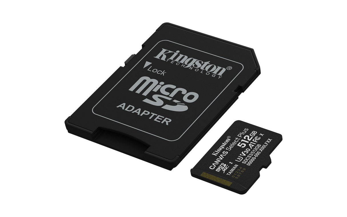 Kingston Technology 512GB microSDXC Canvas Select Plus Gen3 150MB/s A1 (Incluye adaptador de SD) Memoria Flash 512 GB MicroSDXC 150 MB/s UHS-I