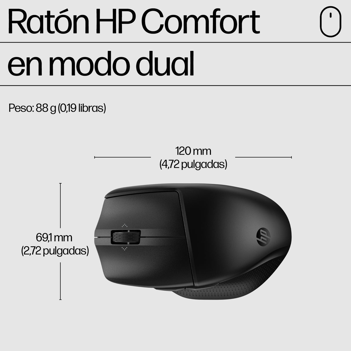 HP Ratón de modo dual HP 685 Comfort Ratones Hogar Wi-Fi mano derecha
