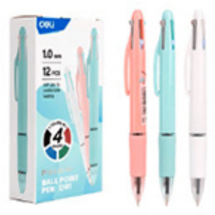 Boligrafo Deli 4 en 1, colores basicos p
