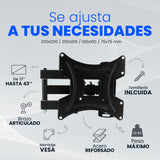 Vorago TM-300 soporte de pantalla de pared para proyección, Fijo, Negro, Acero