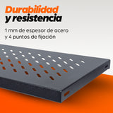 Intellinet Étagère fixe 19", 1U, profondeur 345 mm, charge max. 50 kg, noire, garantie trois ans Rack Cajón metálico par