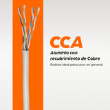 BOBINA INT CAT 5E CCA UTP 305M MULTIFILAR GRIS COBRE CON ALUMINIO