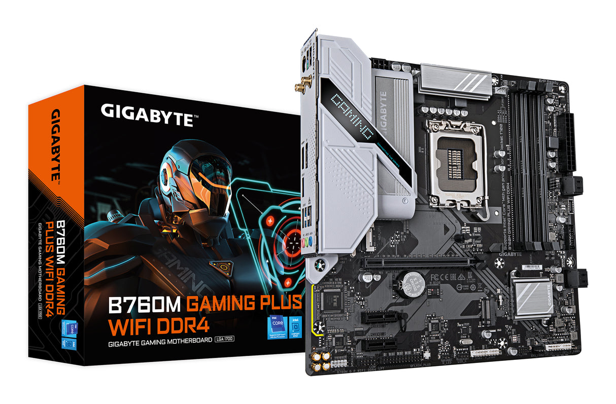 GIGABYTE B760M GAMING PLUS WIFI DDR4 Placa base - Compatible con procesadores Intel Core de 14ª generación, VRM de 4+1+1 fases, hasta 5333 MHz DDR4 (OC), 2xPCIe 4.0 M.2, Wi-Fi 6, LAN 1 GbE, USB 3.2 Gen 1 placas base Intel LGA 1700 LGA 1700 128 GB