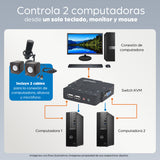 Manhattan Switch KVM Compacto de 2 Puertos interruptores kvm 2 USB USB VGA