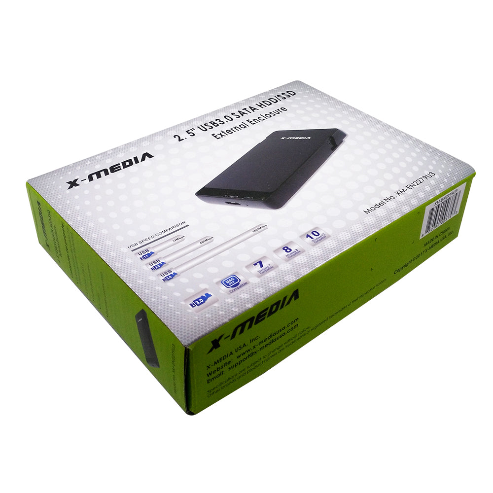 X-Media XM-EN2279U3 caja para disco duro externo Caja de disco duro (HDD) Negro 2.5", SATA, Conexión USB
