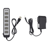 Steren USB-537 nodo concentrador USB 2.0 Negro, Gris, Corriente alterna