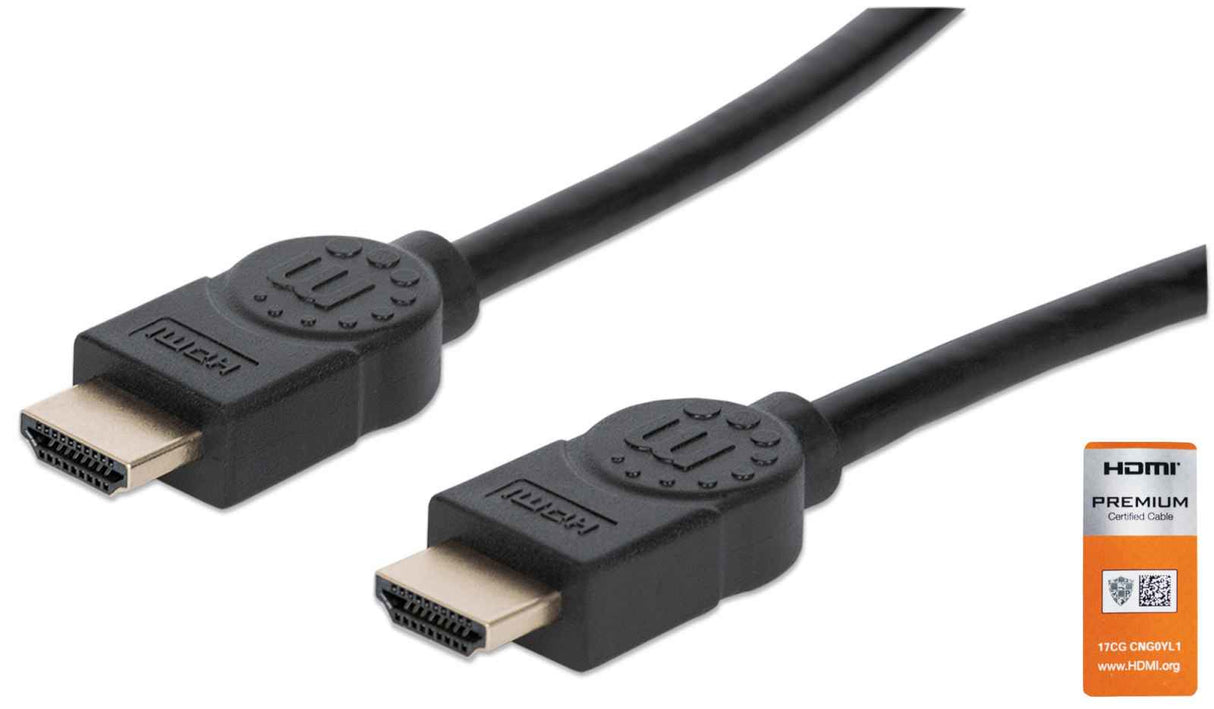 Manhattan Cable HDMI 4K@60 Hz con Ethernet, 1 m, certificado, apto para TODOS los usos 4K y 1080p/HD (ideal para actuali