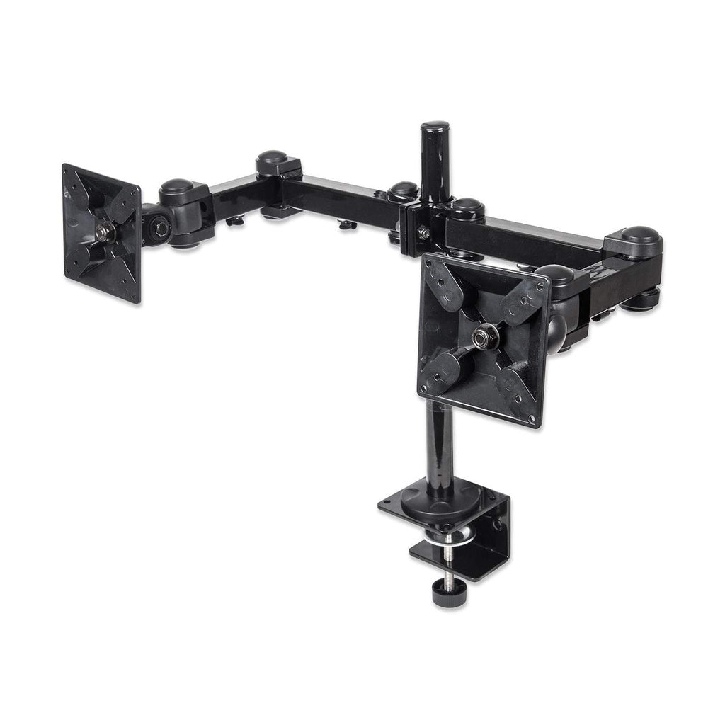 Manhattan Soporte para monitor, de escritorio, movimiento articulado, 2 pantallas planas de 13" a 24" máximo 6 kg cada u