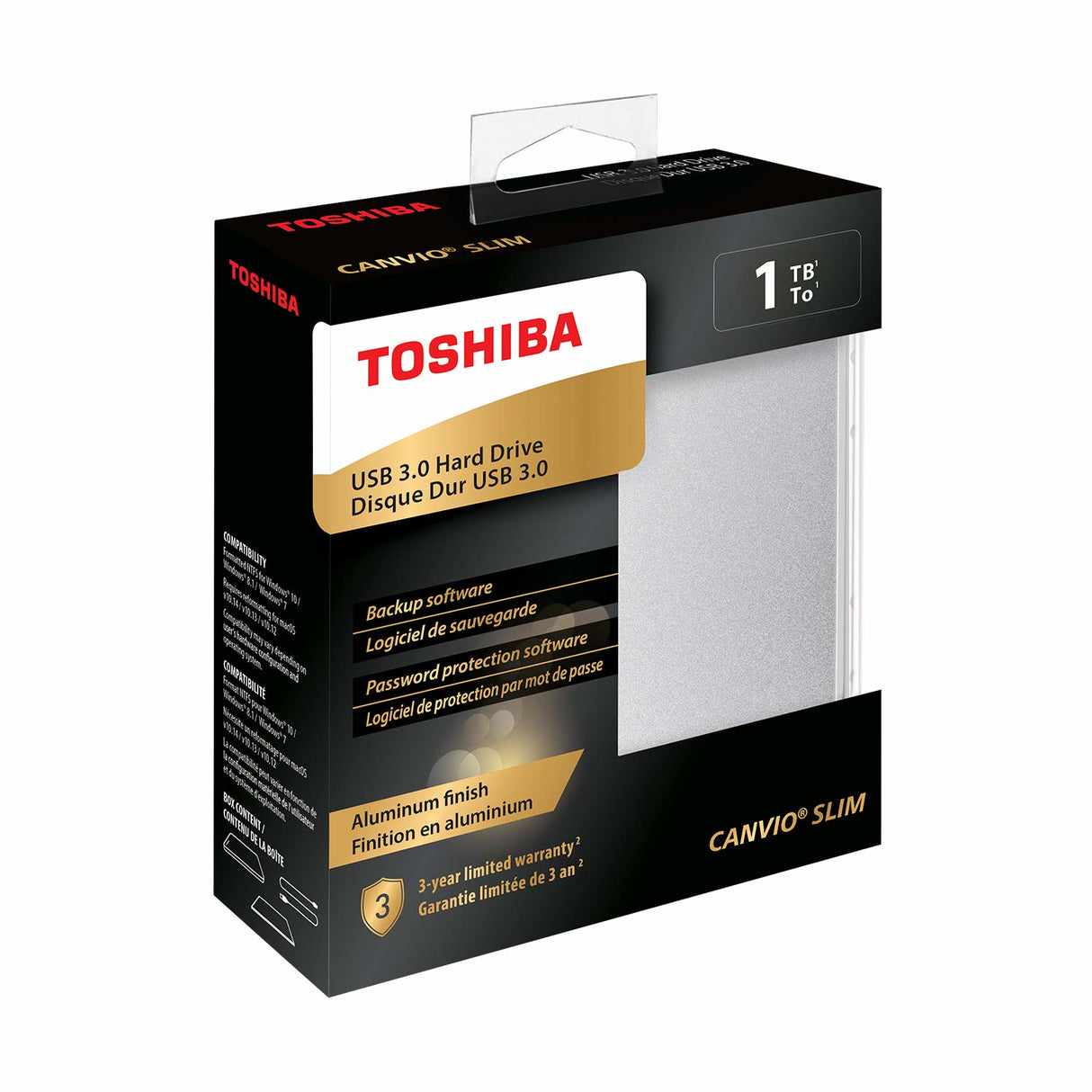 Toshiba Canvio Slim disco duro externo 1 TB 2.5" Micro-USB B 2.0/3.2 Gen 1 (3.1 Gen 1) Plata