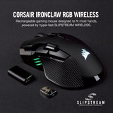 Corsair IRONCLAW RGB ratón Juego Diestro RF Wireless + Bluetooth + USB Type-A Óptico 18000 DPI, Negro