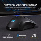 Corsair IRONCLAW RGB ratón Juego Diestro RF Wireless + Bluetooth + USB Type-A Óptico 18000 DPI, Negro