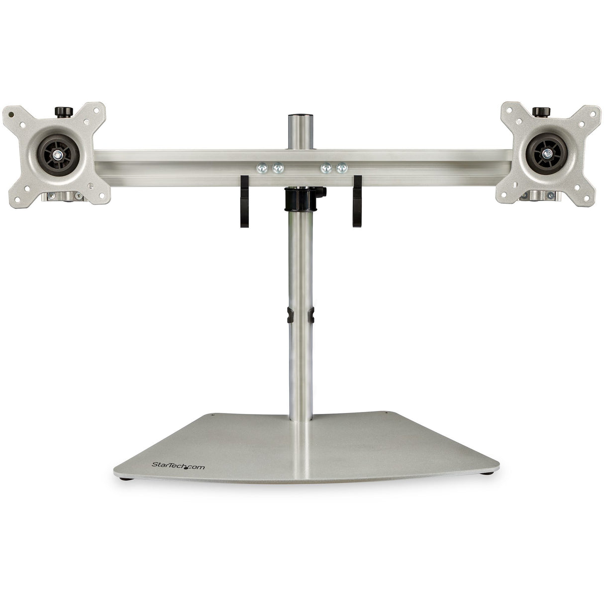 StarTech.com Soporte VESA para 2 Monitores - Soporte Ergonómico de Sobremesa para 2 monitores de 24" con Montaje VESA - con Base Independiente y Altura Ajustable- Soporte con Mástil - Plata Monitor Plata