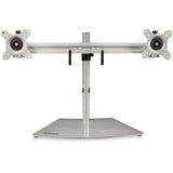 StarTech.com Soporte VESA para 2 Monitores - Soporte Ergonómico de Sobremesa para 2 monitores de 24" con Montaje VESA - con Base Independiente y Altura Ajustable- Soporte con Mástil - Plata Monitor Plata
