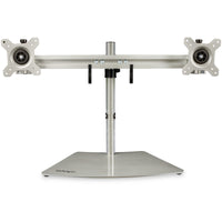 StarTech.com Soporte VESA para 2 Monitores - Soporte Ergonómico de Sobremesa para 2 monitores de 24" con Montaje VESA - con Base Independiente y Altura Ajustable- Soporte con Mástil - Plata Monitor Plata